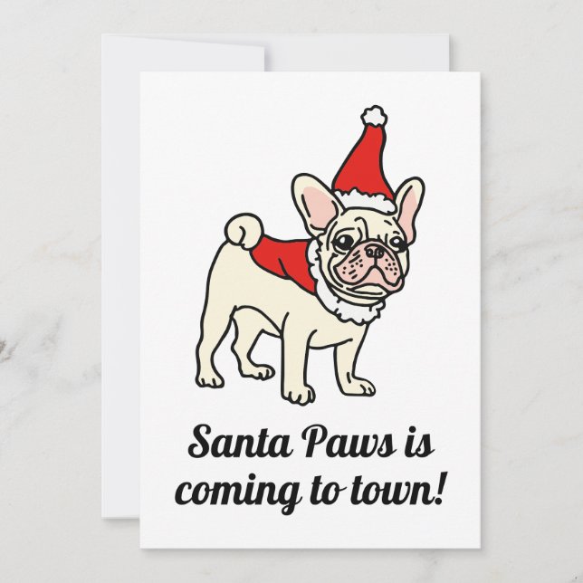 Santa Paws Frenchie Christmas Invitation (Front)