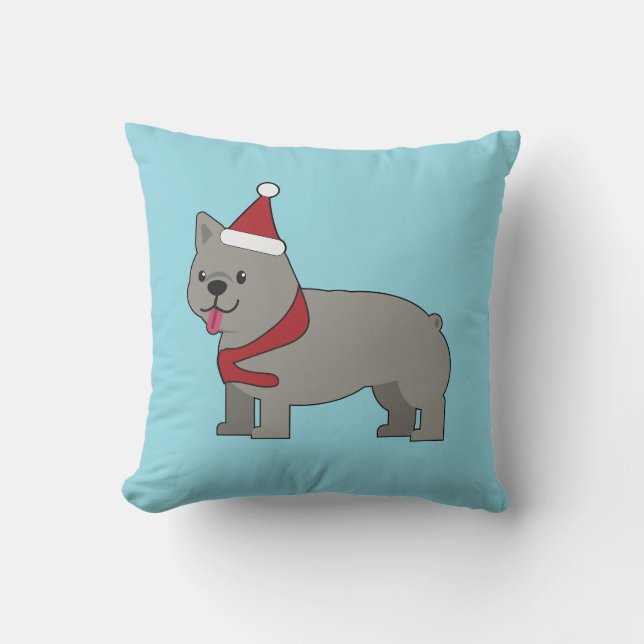 Santa Paws Holiday Throw Pillow (Front)