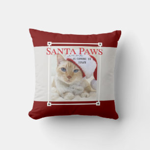 Santa Paws Is Coming To Town Christmas Throw Pillow