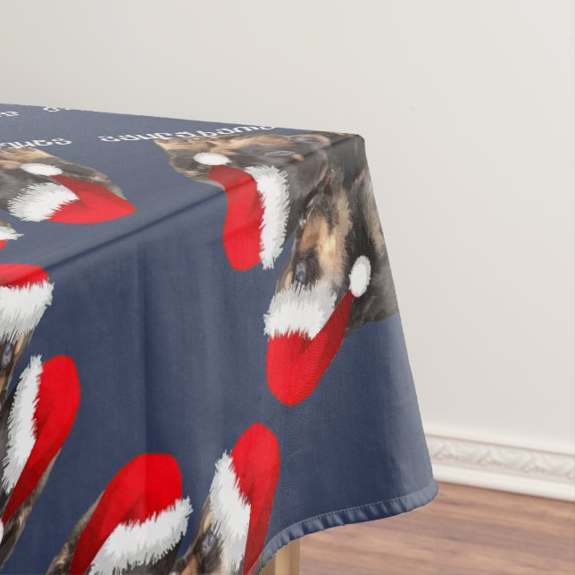 Santa Paws Is Coming To Town Cute Rottweiler Xmas Tablecloth (In Situ)