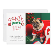 Santa Paws is Coming to Town Pet Holiday Card