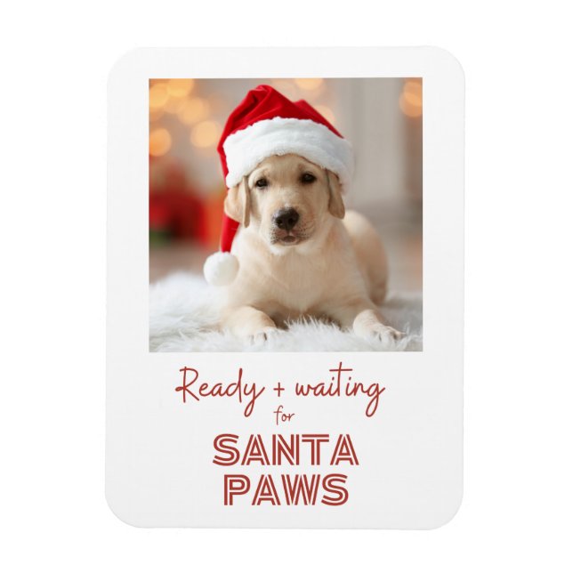 Santa Paws ready and waiting - Dog lover Christmas Magnet (Vertical)