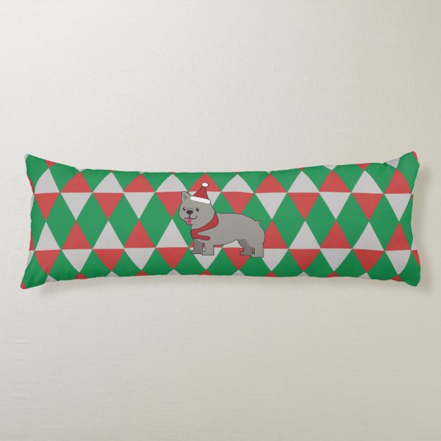 Santa PawsHoliday Diamonds Dog Body Pillow (Front)