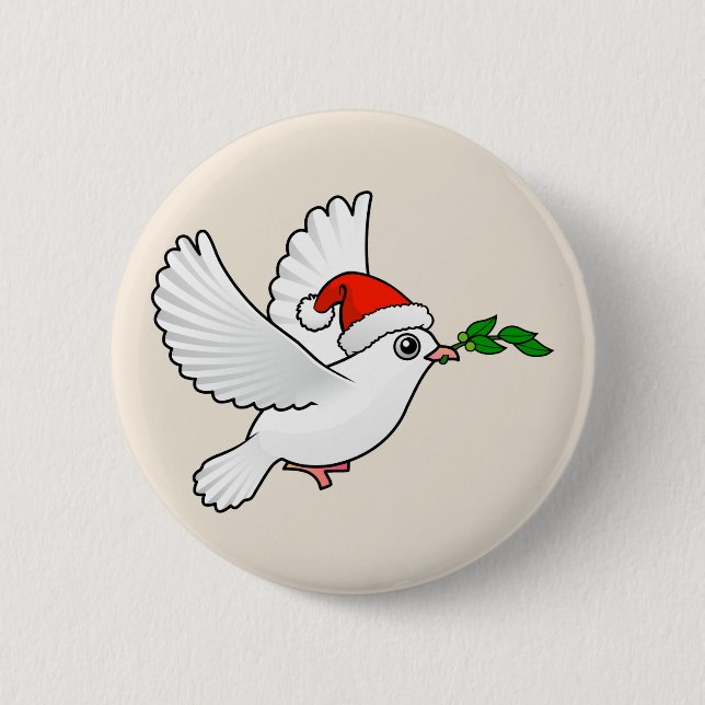 Santa Peace Dove 2 Inch Round Button (Front)