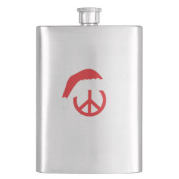 Santa Peace Sign Ho Ho Ho with Santa Hat Hip Flask
