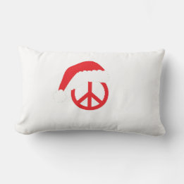 Santa Peace Sign Ho Ho Ho with Santa Hat Lumbar Pillow