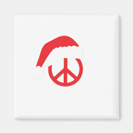 Santa Peace Sign Ho Ho Ho with Santa Hat Magnet
