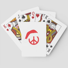 Santa Peace Sign Ho Ho Ho with Santa Hat Playing Cards