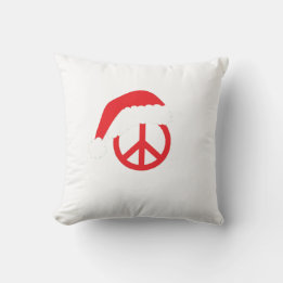 Santa Peace Sign Ho Ho Ho with Santa Hat Throw Pillow