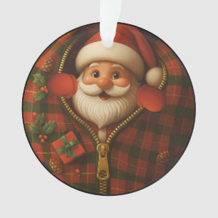 Santa Peekaboo Cozy Christmas Ornament