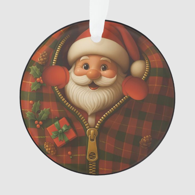 Santa Peekaboo Cozy Christmas Ornament (Front)