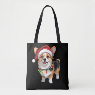 Santa Pembroke Welsh Corgi Christmas Tree Lights  Tote Bag