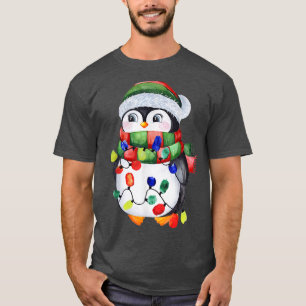 Santa Penguin Christmas Lights Penguin Lover Chris T-Shirt