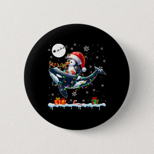 Santa Penguin Riding Orca Reindeer Christmas Sea A 2 Inch Round Button