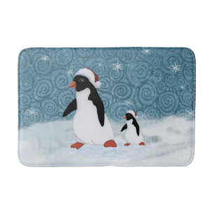 Santa Penguins Bath Mat