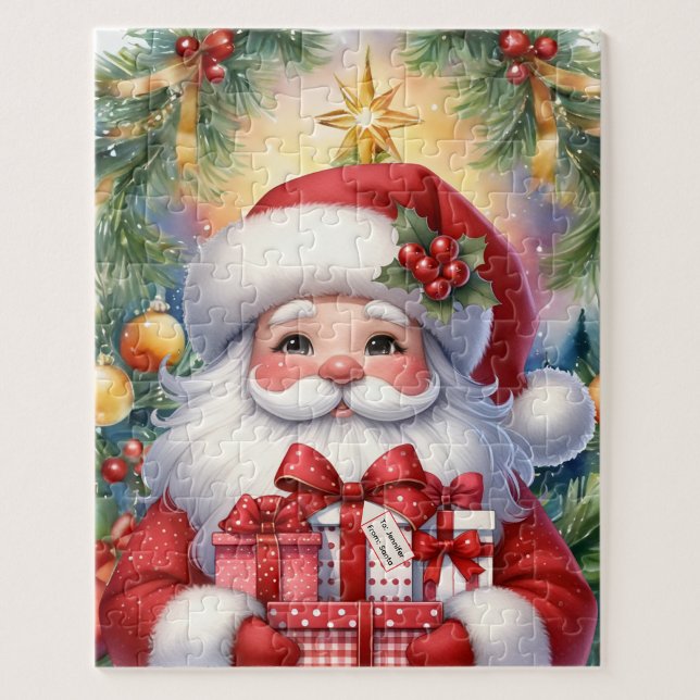 Santa Personalize Name Christmas Gift Jigsaw Puzzle (Creator Uploaded)