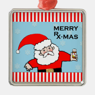 Santa Pharmacist Metal Ornament
