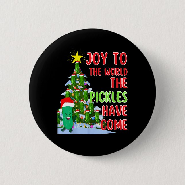 Santa Pickle Christmas Tree Lights Fun Pickle Gift 2 Inch Round Button (Front)
