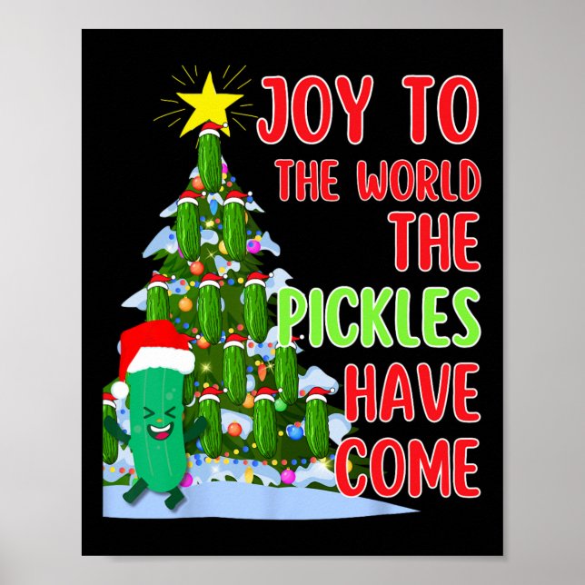 Santa Pickle Christmas Tree Lights Fun Pickle Gift Poster (Front)