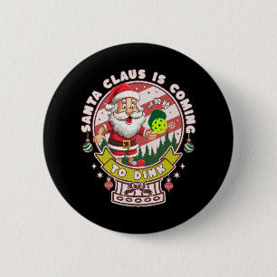 Santa Pickleball Christmas, Funny Santa 2 Inch Round Button