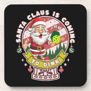 Santa Pickleball Christmas, Funny Santa Coaster