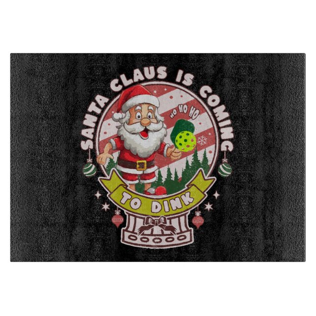 Santa Pickleball Christmas, Funny Santa  Cutting Board (Front)