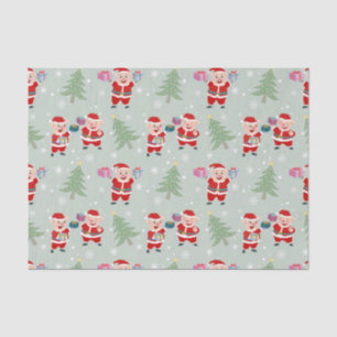 Santa  Pig Giving Gifts Pattern Tissue Paper