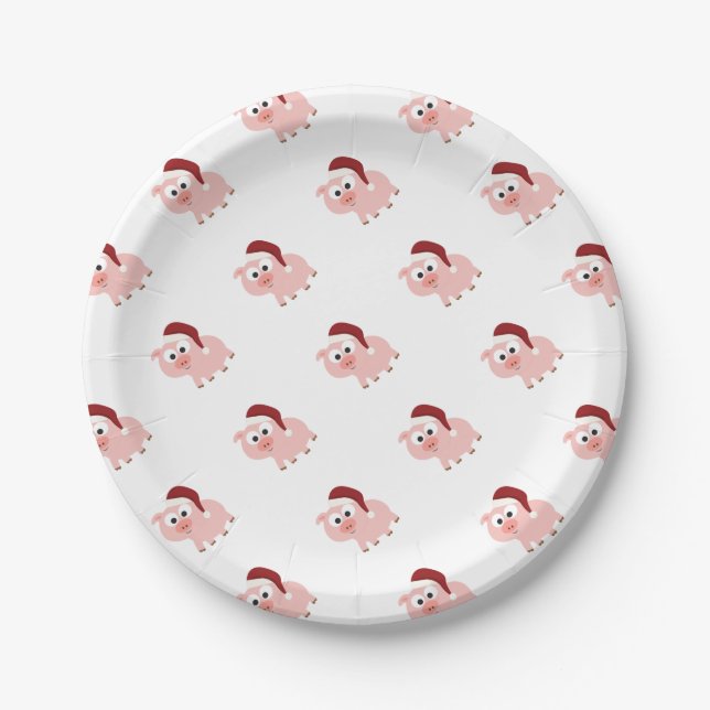 Santa Pig Paper Plate (Front)