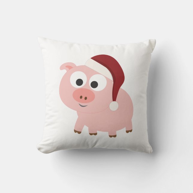 Santa Pig Throw Pillow (Front)