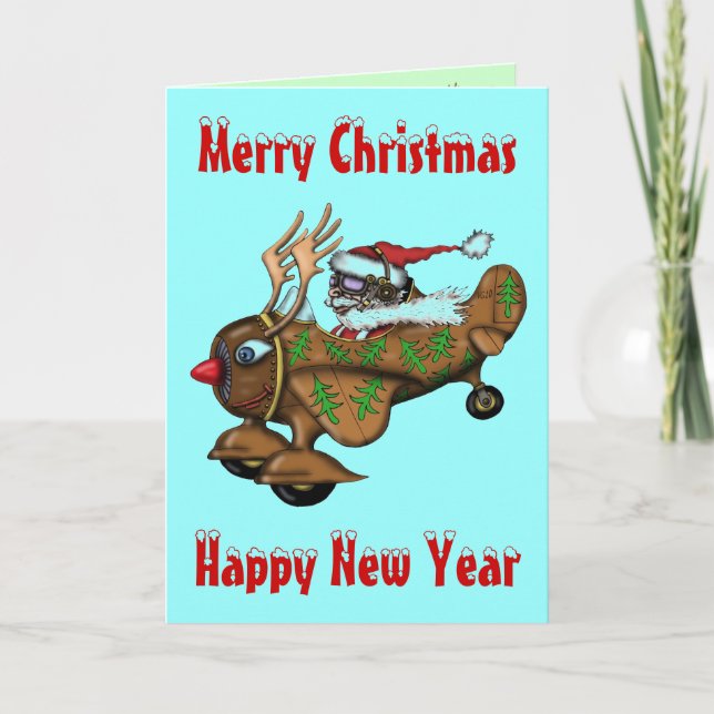 Santa pilot funny Merry Christmas card design (Front)