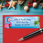 Santa Pink Flamingo Christmas Beach Address<br><div class="desc">Tropical Christmas Holiday Pink Flamingo Wearing a Santa Hat Beach with Palm Trees Address Labels</div>