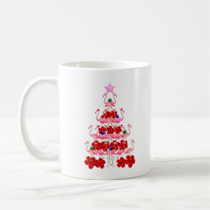 Santa Pink Flamingo Christmas Tree Coffee Mug