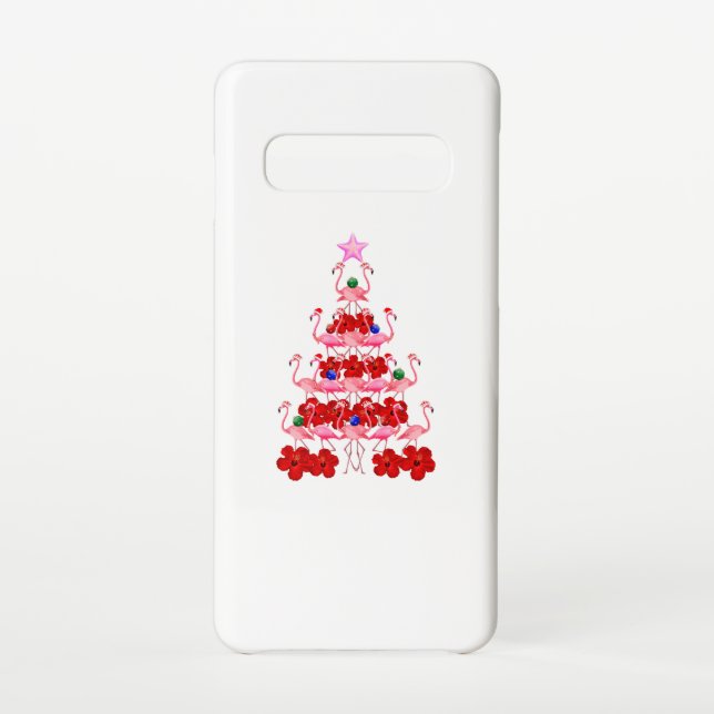 Santa Pink Flamingo Christmas Tree Samsung Galaxy Case (Back)