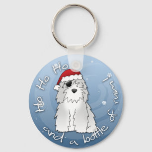 Santa Pirate Old English Sheepdog Keychain