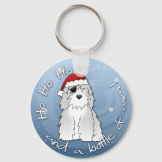 Santa Pirate Old English Sheepdog Keychain