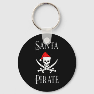 Santa Pirate Skull Swords Christmas Hat Boating Lo Keychain
