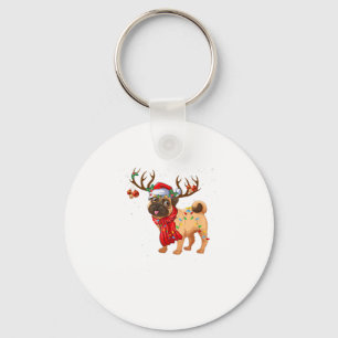 Santa Pitbull Christmas Tree Light Pajama Dog X-ma Keychain