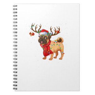 Santa Pitbull Christmas Tree Light Pajama Dog X-ma Notebook