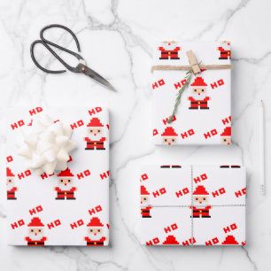 Santa Pixel Art 3 Wrapping Paper Sheet