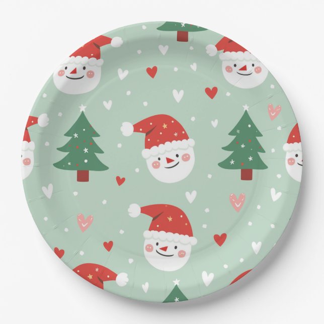 Santa Plate, Holiday Party Paper Plate (Front)