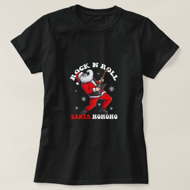 santa play guitar rock and rol T-Shirt (Design Front)