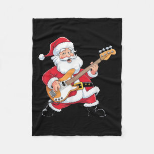 Santa Playing A B Guitar Xmas Christmas  Fleece Blanket