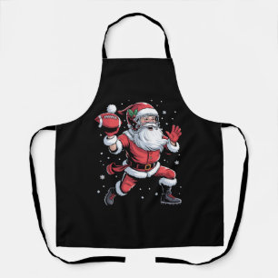 Santa Playing American Football Christmas  Apron
