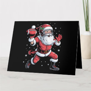 Santa Playing American Football Christmas  Card