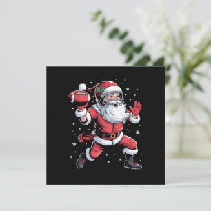 Santa Playing American Football Christmas Holiday Card
