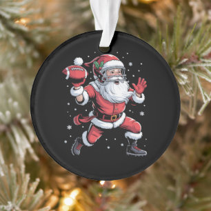 Santa Playing American Football Christmas  Ornament