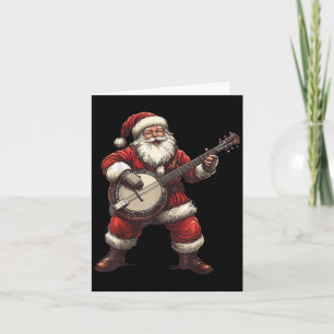 Santa Playing Banjo Funny Banjo Player Bluegr Chri Card
