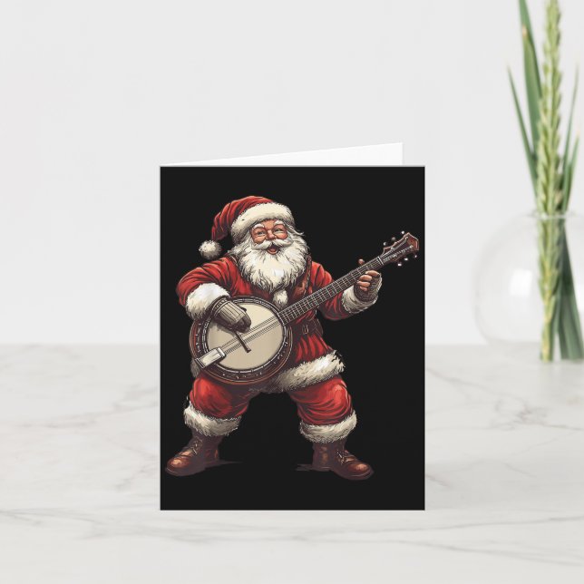 Santa Playing Banjo Funny Banjo Player Bluegr Chri Card (Front)