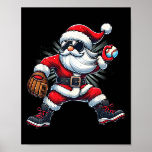 Santa Playing Baseball As Tcher Boys Kids Teens Ch Poster