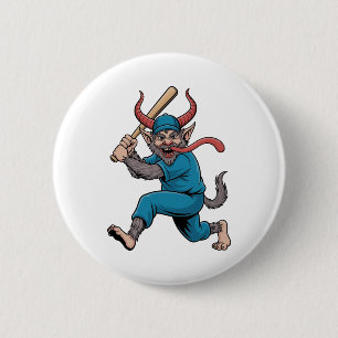 Santa Playing Baseball Christmas Baseball Player  2 Inch Round Button